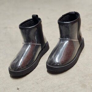 Transparent Waterproof Ankle Boots With Non-Slip Soles Sleek Black Finish Durabl
